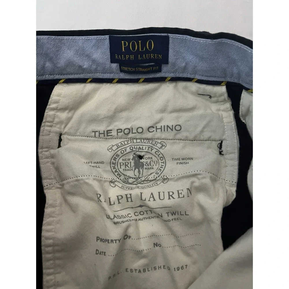 Polo Ralph Lauren Chino Pants Men's 30x32 Black Stretch Straight Fit Flat Front